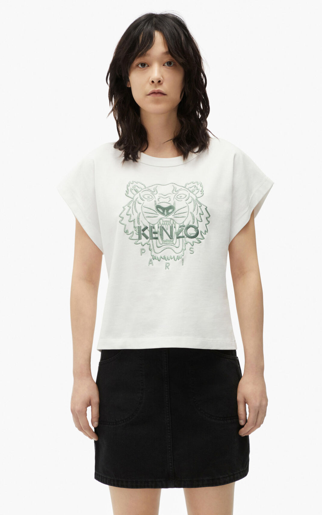 Camiseta Kenzo Tiger boxy Feminino - Branco | 043OMLNTE